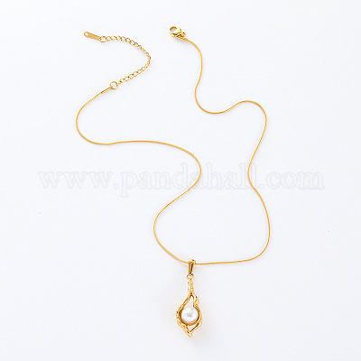 Женские ожерелья с подвеской-капелькой из нержавеющей стали и искусственного жемчуга GI9063-1