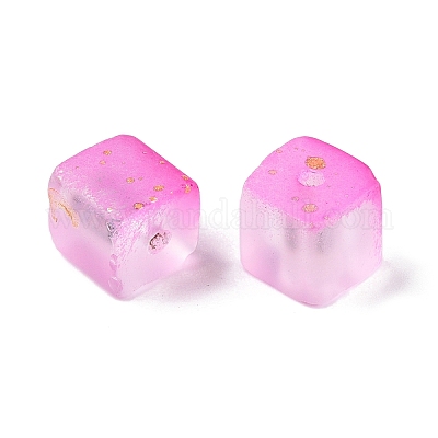 Матовые стеклянные бусины с золотистой блестящей пудрой DGLA-NH001-8mm-01H-1