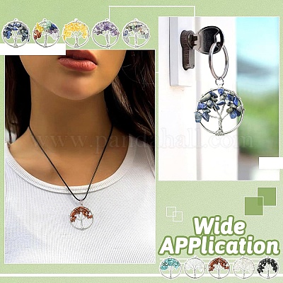 10 шт. 10 стиля чакра натуральный смешанный камень дерево жизни подвески G-YW0002-31-1