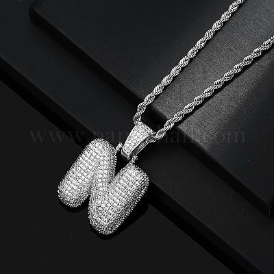 Латунные микропаве прозрачные кубические цирконии массивные инициальные подвески ожерелья WG24EA8-14-1