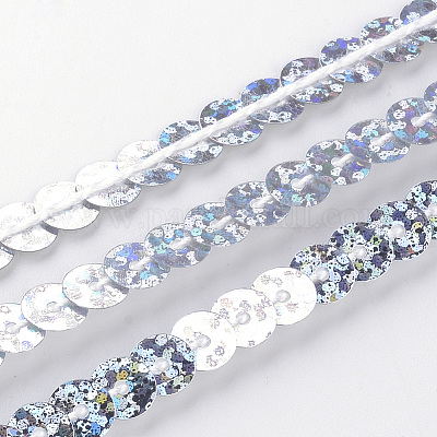 Бусины с пайеткой из экологически чистого пластика PVC-Q092-6mm-P50112-1