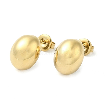 Ионное покрытие (ip) овальные серьги-гвоздики из нержавеющей стали 304 EJEW-Z022-12G-1