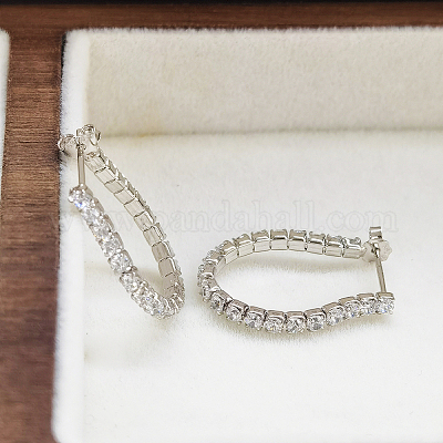 S925 овальные серьги-кольца из стерлингового серебра QA6317-2-1