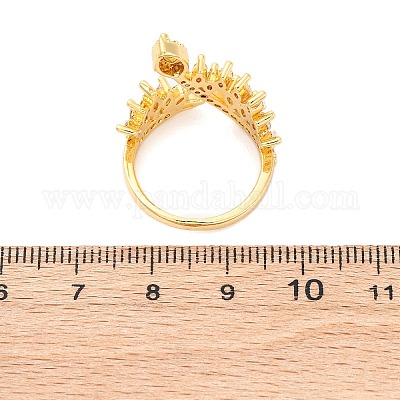 Латунные кольца-манжеты с микропаве и прозрачным цирконием для женщин RJEW-U047-23G-1