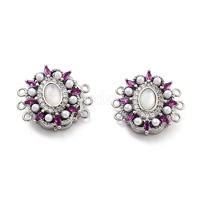 Магнитные застежки из латуни с микропейвом и прозрачным кубическим цирконием KK-C066-01P-1