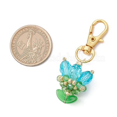 Подвески из цветочного стекла украшения HJEW-MZ00248-03-1