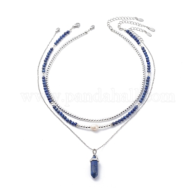 3шт 3 стиля натуральный драгоценный камень и жемчуг и синтетический гематит ожерелья из бисера набор NJEW-JN04028-1