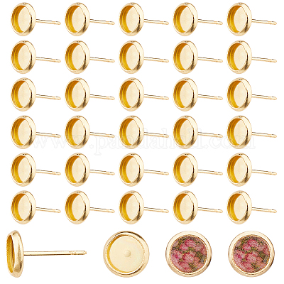 100 шт. плоские круглые серьги-гвоздики из нержавеющей стали 304 STAS-DC0016-96G-1