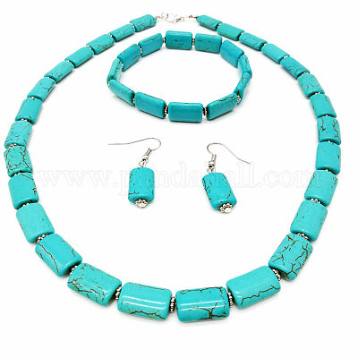 Прямоугольные синтетические бирюзовые бусины FS-WG10203-01-1