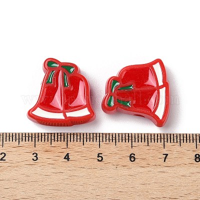 Рождественские украшения тематические непрозрачные акриловые бусины с эмалью OACR-Z021-01B-1