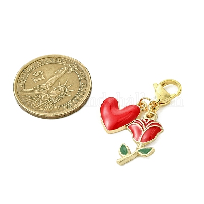 День святого Валентина подвеска в виде сердца из сплава с эмалью HJEW-JM02804-01-1