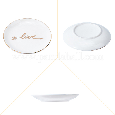 2 Plateaux à Bijoux En Céramique Forme Fleur - 10x10 Cm, Rose Et Blanc, Parfait Pour Ranger Bagues Ou Décorer - 3
