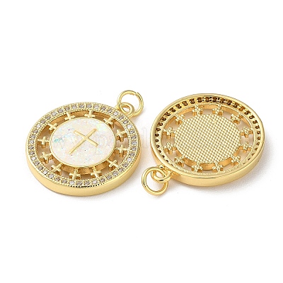 Латунные микропаве прозрачные подвески с фианитом KK-C045-10G-1