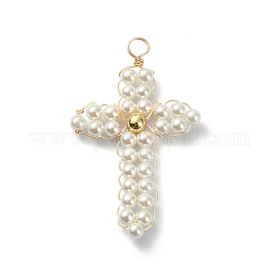 Круглые жемчужные бусины в виде ракушек PALLOY-JF02077-01-1