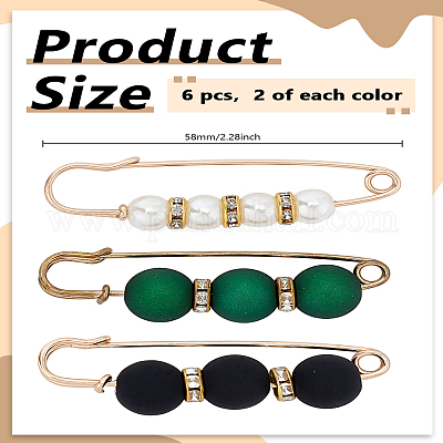 6 шт. 3-х цветные броши-булавки с имитацией жемчуга&nbsp;JEWB-LP0004-98-1