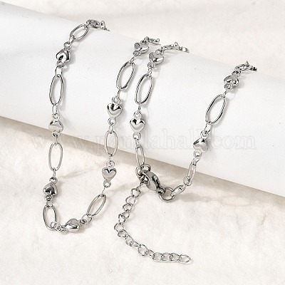 Ожерелья из нержавеющей стали 304 в форме сердца для женщин NJEW-A046-02B-P-1