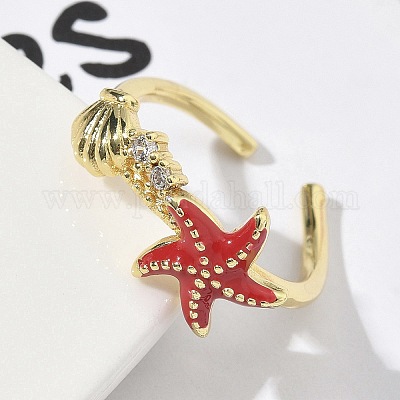 Латунные микро проложить манжеты кольца кубического циркония RJEW-H256-11G-1