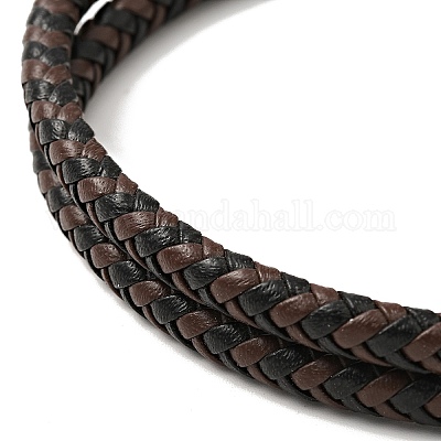 Braided Leather Rope Bracelet- Double Wrap - BROWN