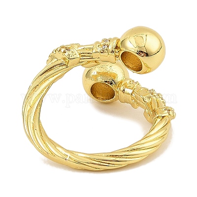 Регулируемые кольца из латуни с микропаве из кубического циркония для женщин RJEW-S392-12G-1
