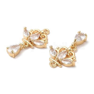 Латунь со стеклянными подвесками со стразами KK-B074-09G-1