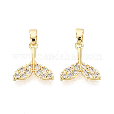 Латунные микропаве прозрачные кубические циркониевые подвески&nbsp;KK-N259-10G-1