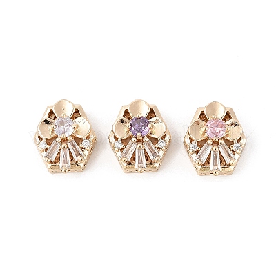 Латунные микро проложить кубического циркония бусы KK-K297-28G-1