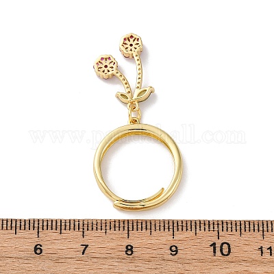 Открытые манжеты из латуни с микропаве и цирконием для женщин RJEW-U057-12C-G-1