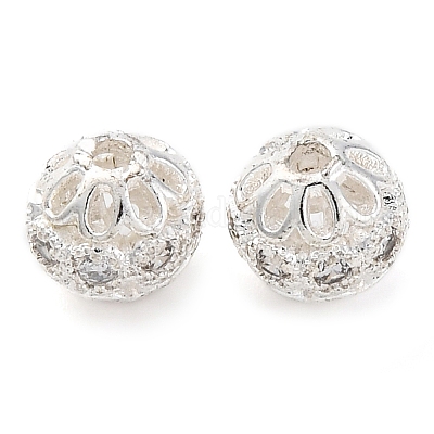 Латунные микро-паве прозрачные кубические цирконии разделители baeds KK-Z089-10S-1