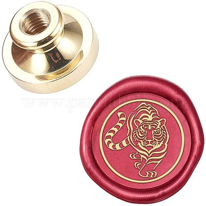 CRASPIRE Wax Seal Stamp Head Tiger Removable Sealing Brass Stamp Head for Creative Gift Envelopes Invitations Cards Decoration AJEW-WH0099-318-1