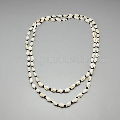 Sea Shell Beaded Multi-strand Necklaces NJEW-T003-148-1