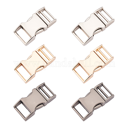 CHGCRAFT 6 Pcs 3 Color Metal Alloy Side Release Buckles for Harness Webbing Strap Backpack Bag Leather Craft Parts PALLOY-CA0001-13-1