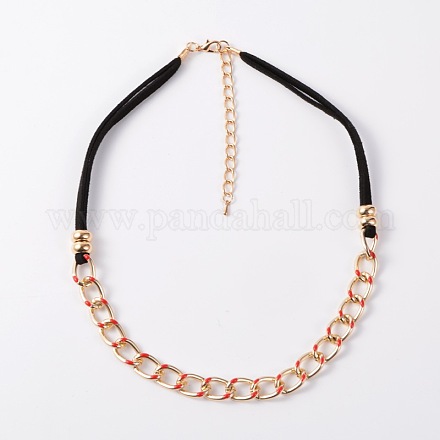 Golden Tone Aluminum Enamel Twisted Chain Necklaces NJEW-J023-16-1