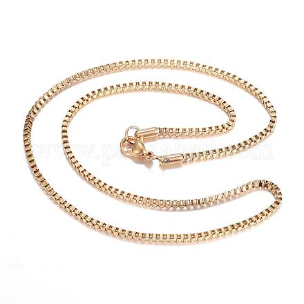 304 Stainless Steel Box Chain Necklaces STAS-O053-27G-1