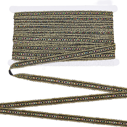 Fingerinspire Cinta de encaje de costura metálica de 13.5 m Adorno de cinta de encaje de lentejuelas metálicas de 1/2 pulgadas de ancho Adorno de encaje negro con borde metálico para decoración de costura SRIB-WH0011-096-1