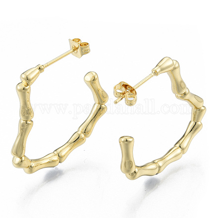 Bamboo Joint Ring Brass Stud Earring for Women EJEW-N011-102-1