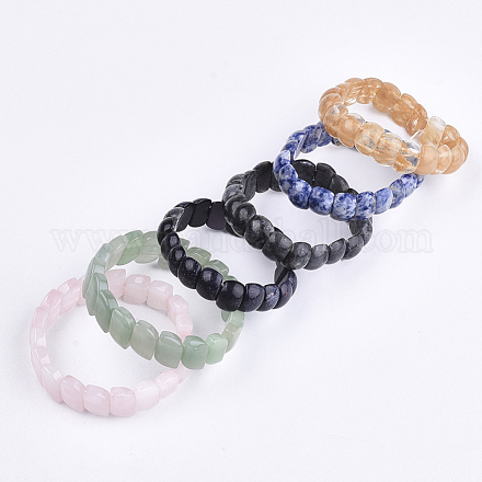 Natural & Synthetic Mixed Gemstone Stretch Bracelets BJEW-S039-05A-1