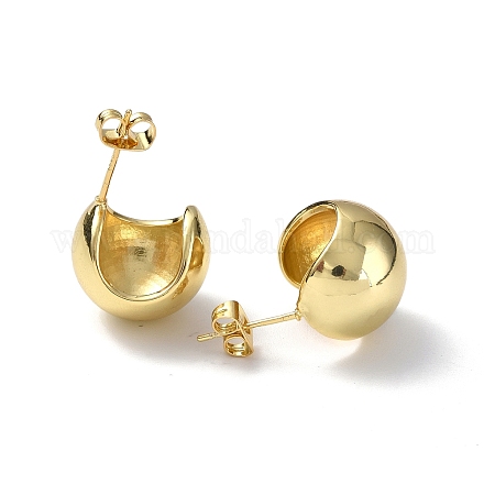 Brass Oval Dome Stud Earrings for Women EJEW-P214-04G-1