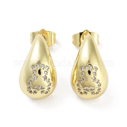 Серьги-гвоздики из латуни с цирконием для женщин EJEW-B047-02G-14-1