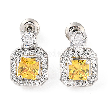 Серьги-гвоздики из латуни с микропаве из кубического циркония EJEW-I304-11P-09-1