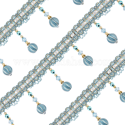 SUPERFINDINGS 6m Gray Beaded Pendant Hanging Ball Tassel Fringe Trim Plasitc Bead Sewing Trim Fringe Tassel for Curtain Tablecloth Home Decoration OCOR-FH0001-09A-1