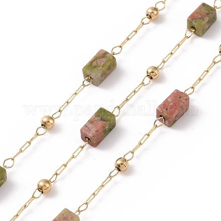 Rechteckige Perlenketten aus natürlichem Unakit AJEW-SZ0002-42C-1