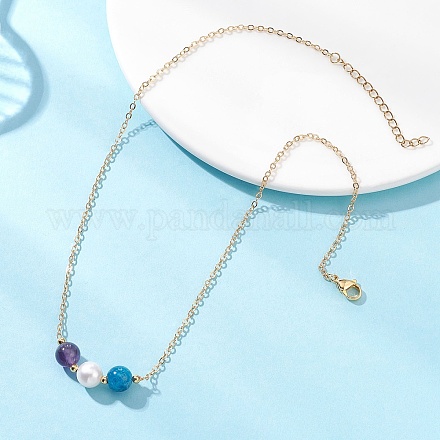 Ожерелья с круглыми бусинами из натурального культивированного пресноводного жемчуга NJEW-JN05686-1