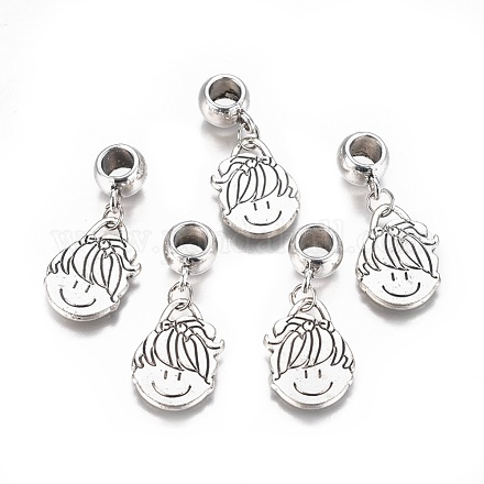 Antique Silver Plated Alloy European Dangle Charms MPDL-L028-04AS-1