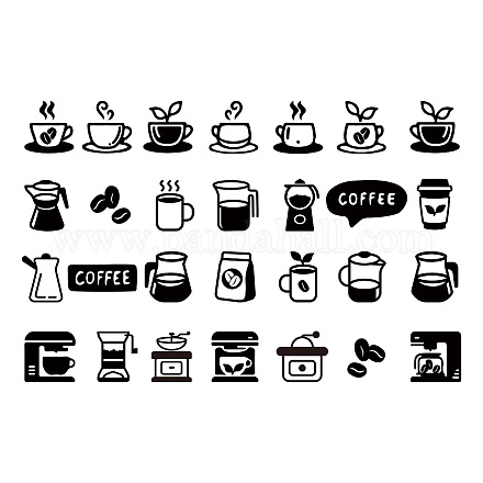 SUPERDANT Coffee Theme Decals Wall Stickers Decor Coffee Cup Coffee Machine Coffee Beans Wall Decor Stickers DIY SWall Art Cafe Wall Decals Sticker Decor for Coffee Bar Decor DIY-WH0377-114-1
