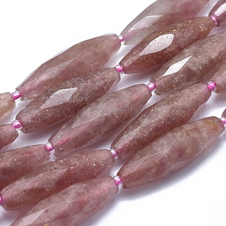 Chapelets de perles aux fraises en quartz naturel G-O179-G11-1