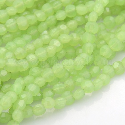 Imitation jade verre perles rondes plat brins EGLA-F075A-01-1
