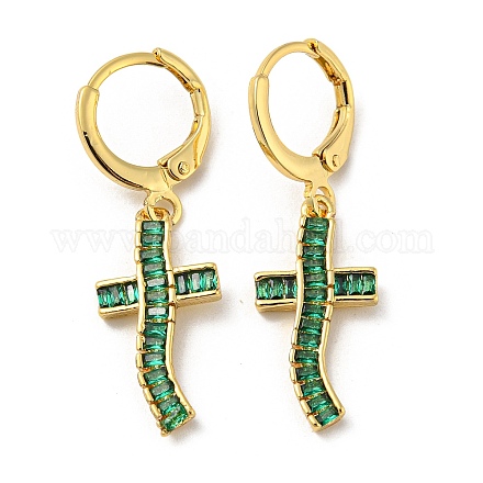 Real 18K Gold Plated Brass Dangle Leverback Earrings EJEW-A033-02G-02-1