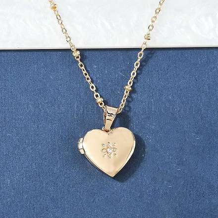 Ожерелья с подвеской в виде сердца из нержавеющей стали 304 с прозрачными кубическими цирконами для женщин NJEW-Z077-01G-1