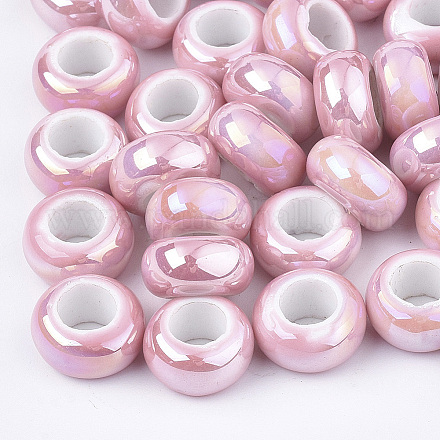 Perles de porcelaine plaquées X-PORC-T003-01-08-1