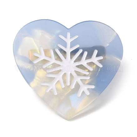 Corazón con pinzas para el pelo de cocodrilo de acetato de celulosa (resina) de copo de nieve. PHAR-Q120-02C-1